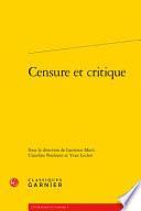 Télécharger le livre libro Censure Et Critique