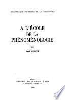 Télécharger le livre libro À L'école De La Phénoménologie